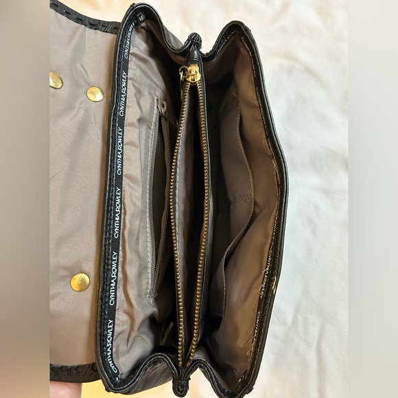 Cynthia Rowley Black Leather Top-Handle Purse - Picture 11 of 16